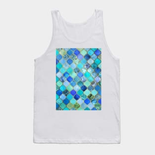 Cool Jade & Icy Mint Decorative Moroccan Tile Pattern Tank Top